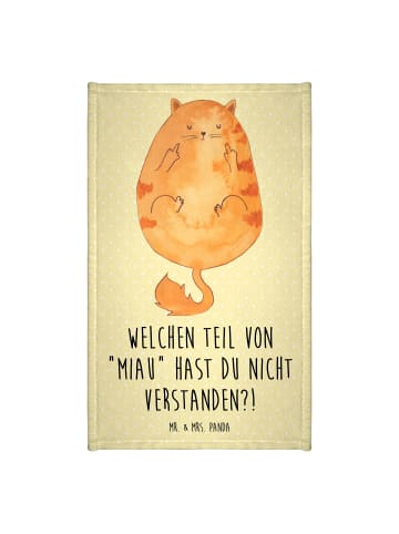 Mr. & Mrs. Panda Handtuch Katze Mittelfinger mit Spruch in Gelb Pastell