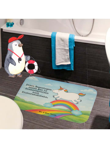 Mr. & Mrs. Panda Badevorleger Einhorn Regenbogen Design mit Spruch in Weiß