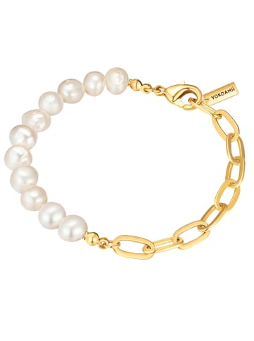 Yokoamii Armband Metall Süßwasser-Zuchtperle in gelbgold
