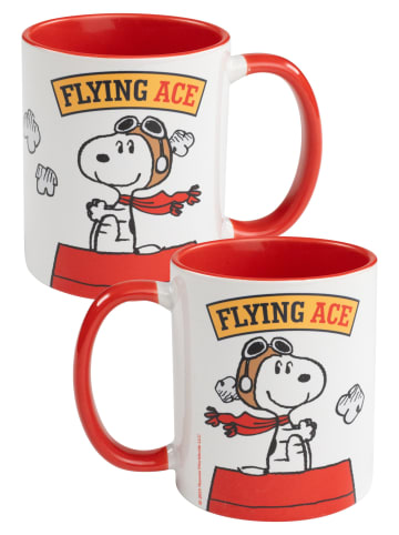 Snoopy The Peanuts Snoopy Tasse Flying Ace Kaffeetasse Becher 320 ml in rot/weiß