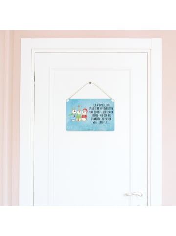 Mr. & Mrs. Panda holzbild Winterzeit Heilige drei Könige mit Spruch in Eisblau