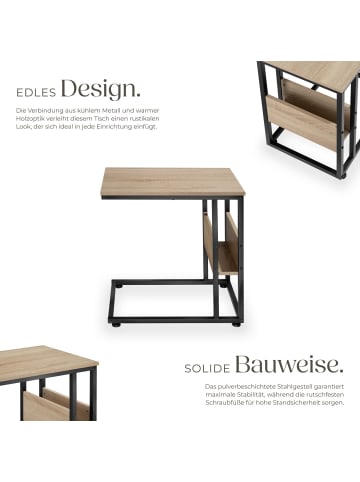 tectake Beistelltisch Wigan 55 x 36,5 x 60 cm, Industrial Holz hell, Eiche Sonoma