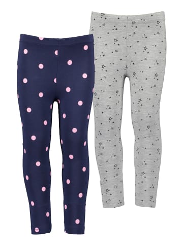 Blue Seven 2er Set Leggings für Mädchen in Dk Blau + Nebel Mel