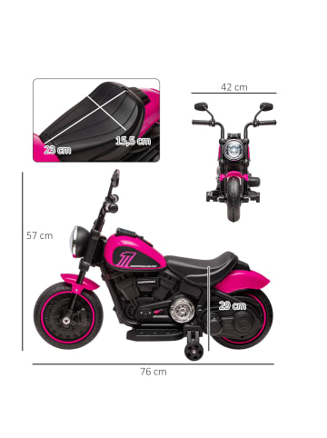 HOMCOM Elektromotorrad in Rosa 76L x 42B x 57H cm