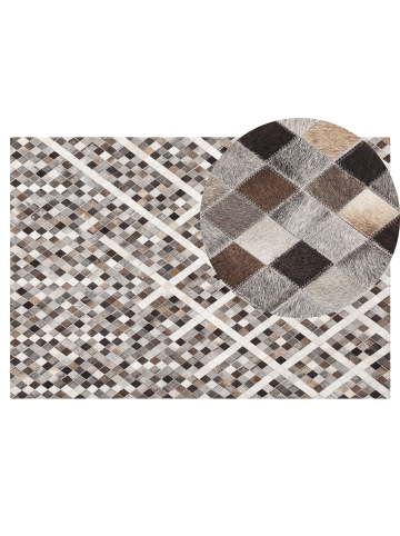 Beliani Patchwork AKDERE in Braun/Weiß/Grau - (W) 140 x (H) 1 x (L) 200 cm