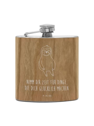 Mr. & Mrs. Panda Feldflasche Faultier Zufrieden mit Spruch in Braun