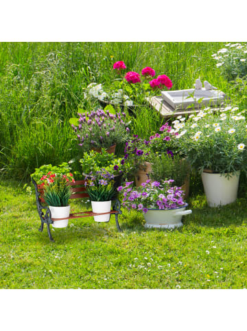 relaxdays Mini Blumenbank in Braun/Grau Grün