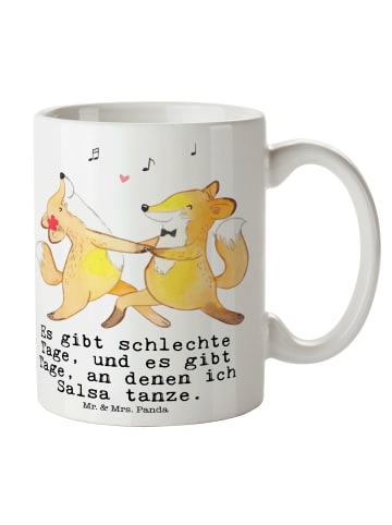 Mr. & Mrs. Panda Keramtiktasse Füchse Salsa tanzen mit Spruch in Weiß