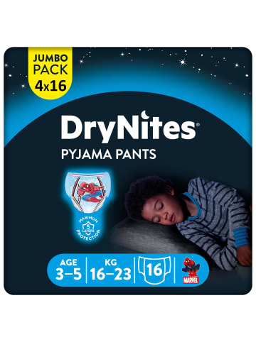 DryNites Windeln für Jungen 3-5 Jahre (16-23kg) Jumbo Monatspack 64 Stk
