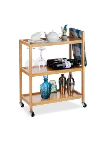 relaxdays Servierwagen in Natur - (B)58x (H)76 x (T)30 cm