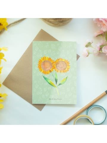 Mr. & Mrs. Panda babykarte Blume Sonnenblume ohne Spruch in Blattgrün