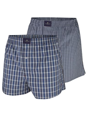 Tom Tailor Webboxershorts 2er Pack in Grau / Blau / Kariert