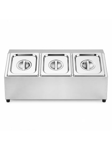relaxdays Zutatenbehälter "3 Fächer" in Silber - (B)52 x (H)21,5 x (T)22,5 cm