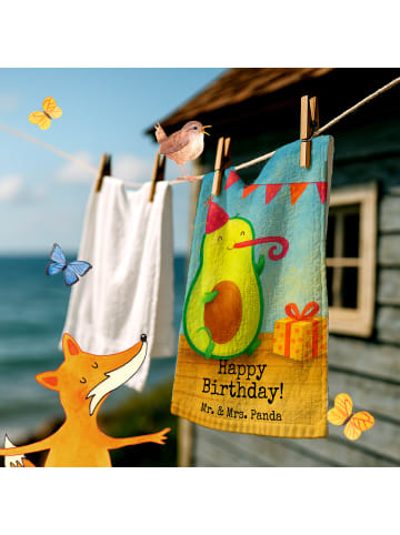 Mr. & Mrs. Panda Handtuch Klein Avocado Geburtstag Design mit Sp... in Weiß