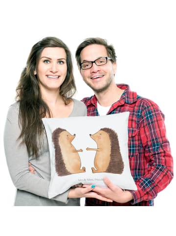 Mr. & Mrs. Panda Sofa Kissen Igel Liebe ohne Spruch in Weiß