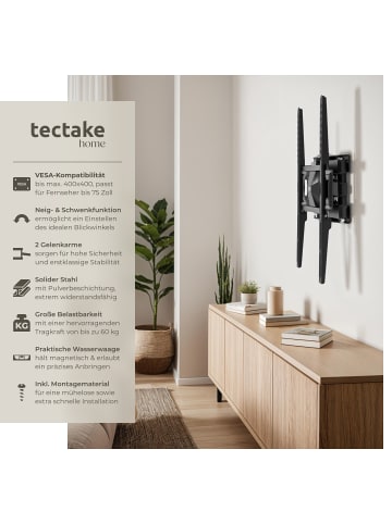 tectake Fernseherhalterung für 26-75 Zoll (66-191 cm), max. VESA 400 x 400