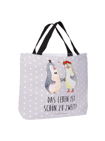 Mr. & Mrs. Panda Shopper Pinguin Heirat mit Spruch in Grau Pastell