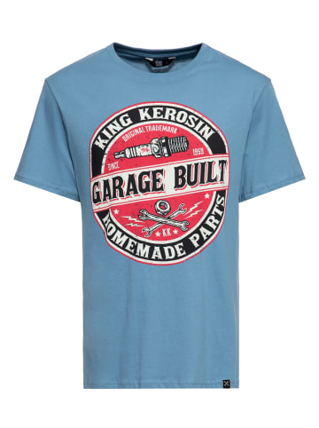 King Kerosin King Kerosin T-Shirt mit Frontprint im Workerstyle Garage Built in blau