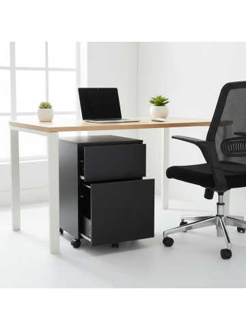 relaxdays Rollcontainer in Schwarz - (B)40 x (H)57 x (T)40 cm