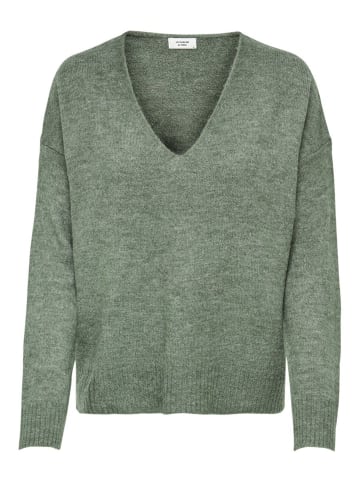 JACQUELINE de YONG Fein Strickpullover Pullover V-Neck JDYELANORA Longsleeve Sweater in Grün