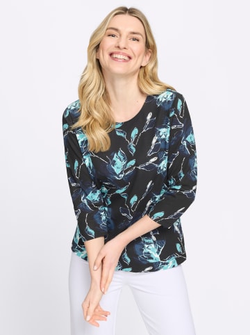 Sieh an! 3/4-Arm-Shirt in schwarz-aquamarin-bedruckt