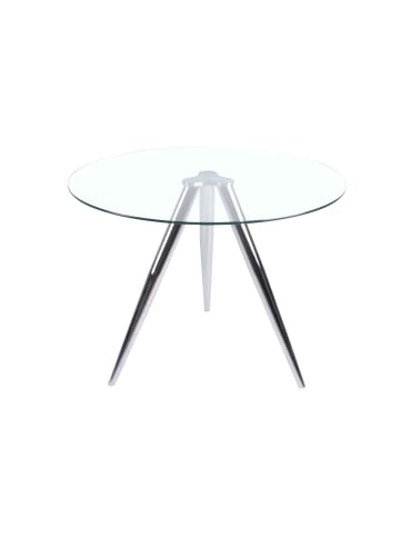 SalesFever Esstisch rund Ø100 cm mit Klarglasplatte und Chromgestell in Transparent