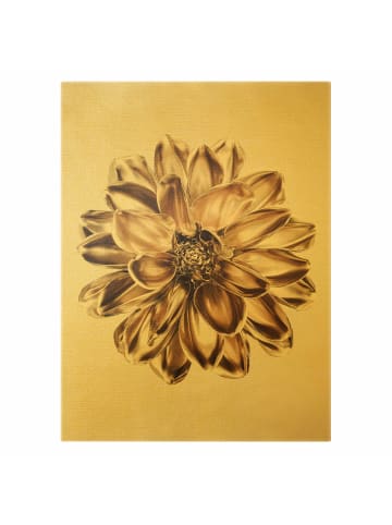 WALLART Leinwandbild Gold - Dahlie Blume Gold Metallic in Gold