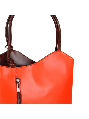 Toscanto Toscanto Schultertasche, Rucksack Leder orange, braun ca. 28cm