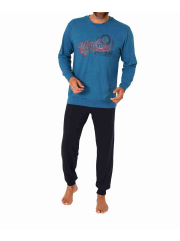 NORMANN Pyjama Schlafanzug langarm Bündchen - 70556 in blau