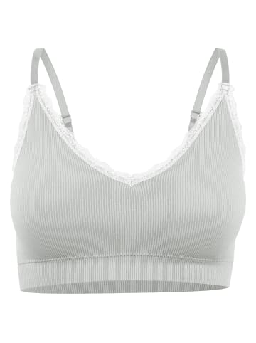 Yenita® Bustier mit Spitze Ribbed Collection in Grau