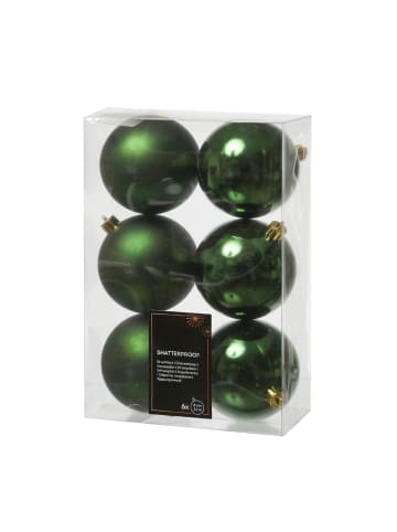MARELIDA 6er Set Weihnachtskugeln bruchfest D: 8cm Baumkugeln in grün