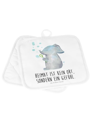 Mr. & Mrs. Panda kochhandschuhe Elefant Seifenblasen mit Spruch in Weiß