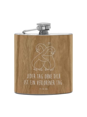 Mr. & Mrs. Panda Flachmann Pinguine Kuscheln mit Spruch in Braun