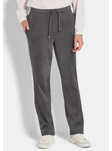GOLDNER Joggpants Freizeithose SARA in Veloursleder-Optik in grau