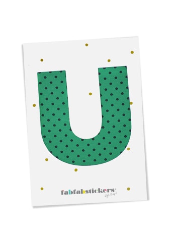 Fabfabstickers Buchstabe U" aus Stoff in Green-Mix zum Aufbügeln
