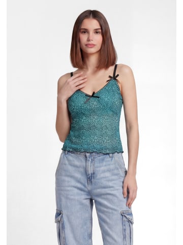 myMo Women Top in aqua black