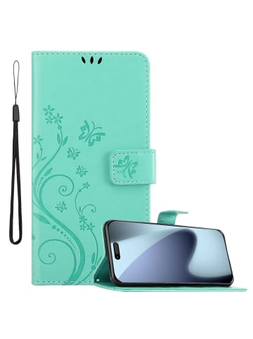 cadorabo Hülle für Apple iPhone 17 PRO MAX Blumen Design in Floral Türkis