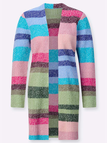 Sieh an! Strickmantel in khaki-pink-gemustert