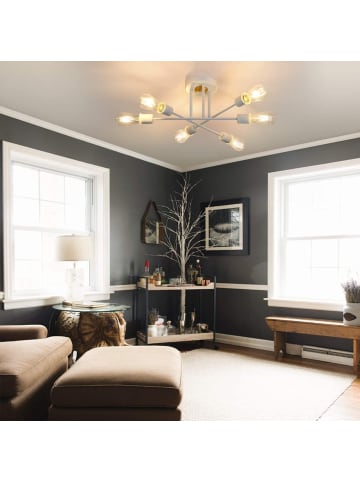 ZMH Deckenleuchte 6-flammige E27 in Weiß Retro Flurlampe