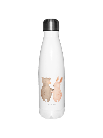 Mr. & Mrs. Panda Thermosflasche Bär und Hase Umarmen ohne Spruch in Weiß