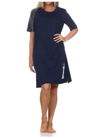 NORMANN Kurzarm Nachthemd Maritimer Look in marine
