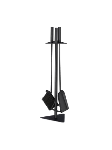 relaxdays 4-teilige  Kaminbesteck in Schwarz