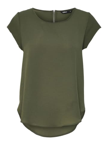 ONLY Einfarbige Kurzarm Bluse T-Shirt Oberteil ONLVIC in Olive