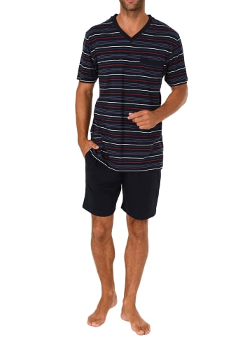 NORMANN Shorty Pyjama kurzarm Ringel Design - 46247 in marine