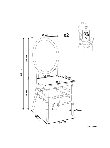 Beliani 2er-Set Esszimmerstuhl MONTROSE in Transparent