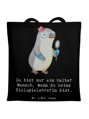 Mr. & Mrs. Panda Umhängetasche Biologielehrerin Herz mit Spruch in Schwarz