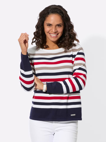 WITT WEIDEN Feinstrickpullover in ecru-rot-geringelt