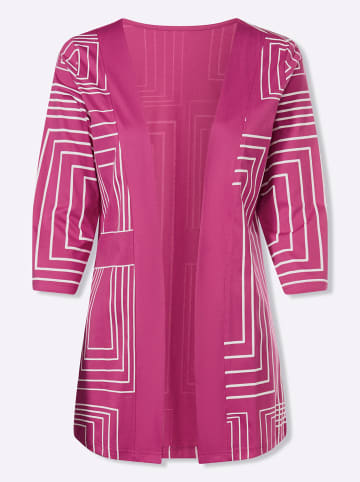 Sieh an! Long-Shirtjacke in magenta-ecru-bedruckt