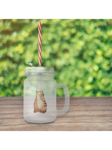 Mr. & Mrs. Panda Limonadenglas Katze Sitzen ohne Spruch in Transparent