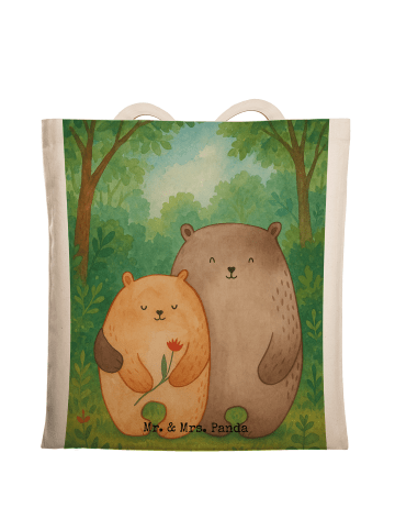 Mr. & Mrs. Panda Baumwoll Shopper Bären Liebe Design ohne Spruch in Weiß